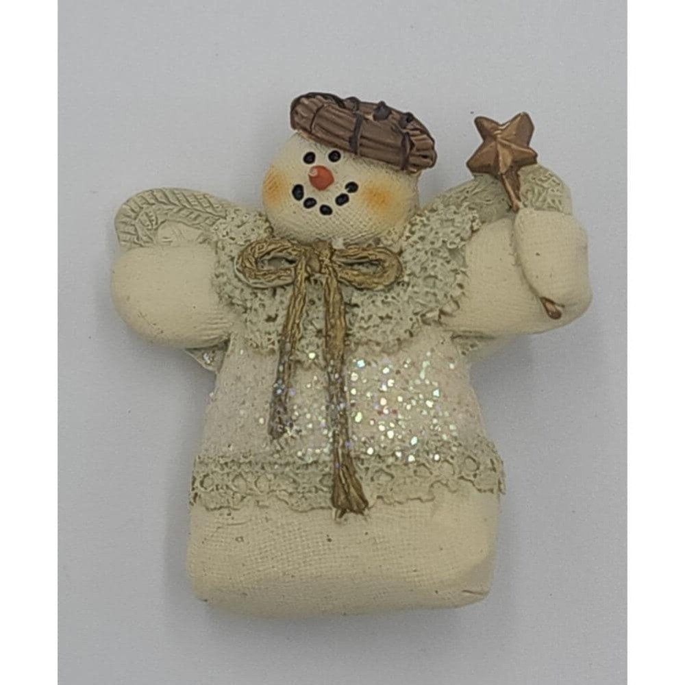 Vintage winter wonderland holiday‎ angel Snowman brooch pin